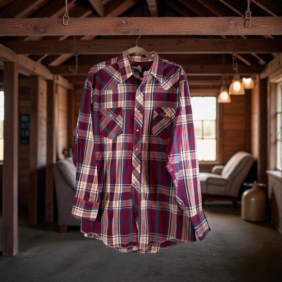 Wrangler Other - Vintage Wrangler Pearl Snap Shirt X long Tail Long Sleeve Multicolor Men Western